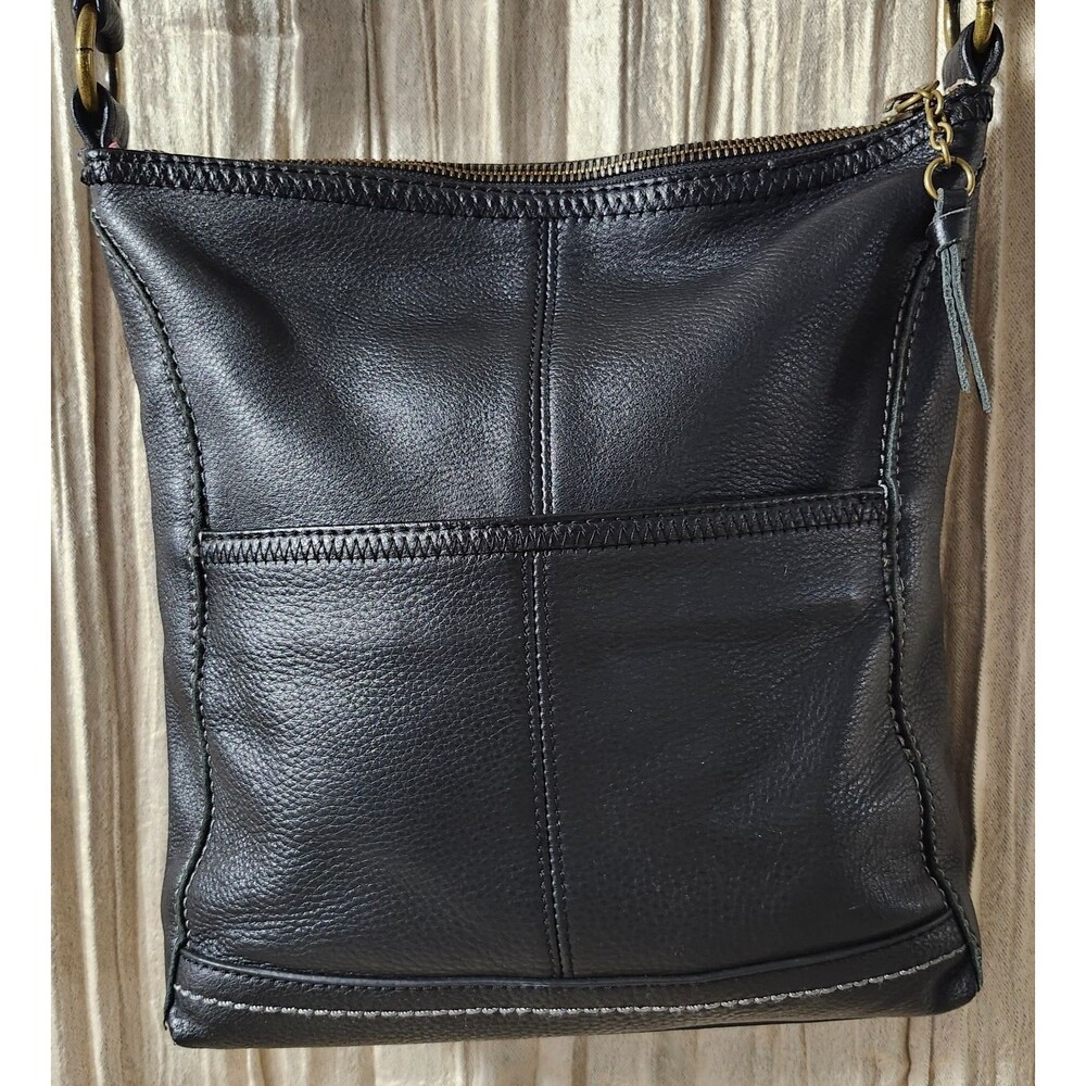 The Sak Black Pebbled Genuine Leather Crossbody Shoulder Bag Purse Hobo Soft - Picture 3 of 8